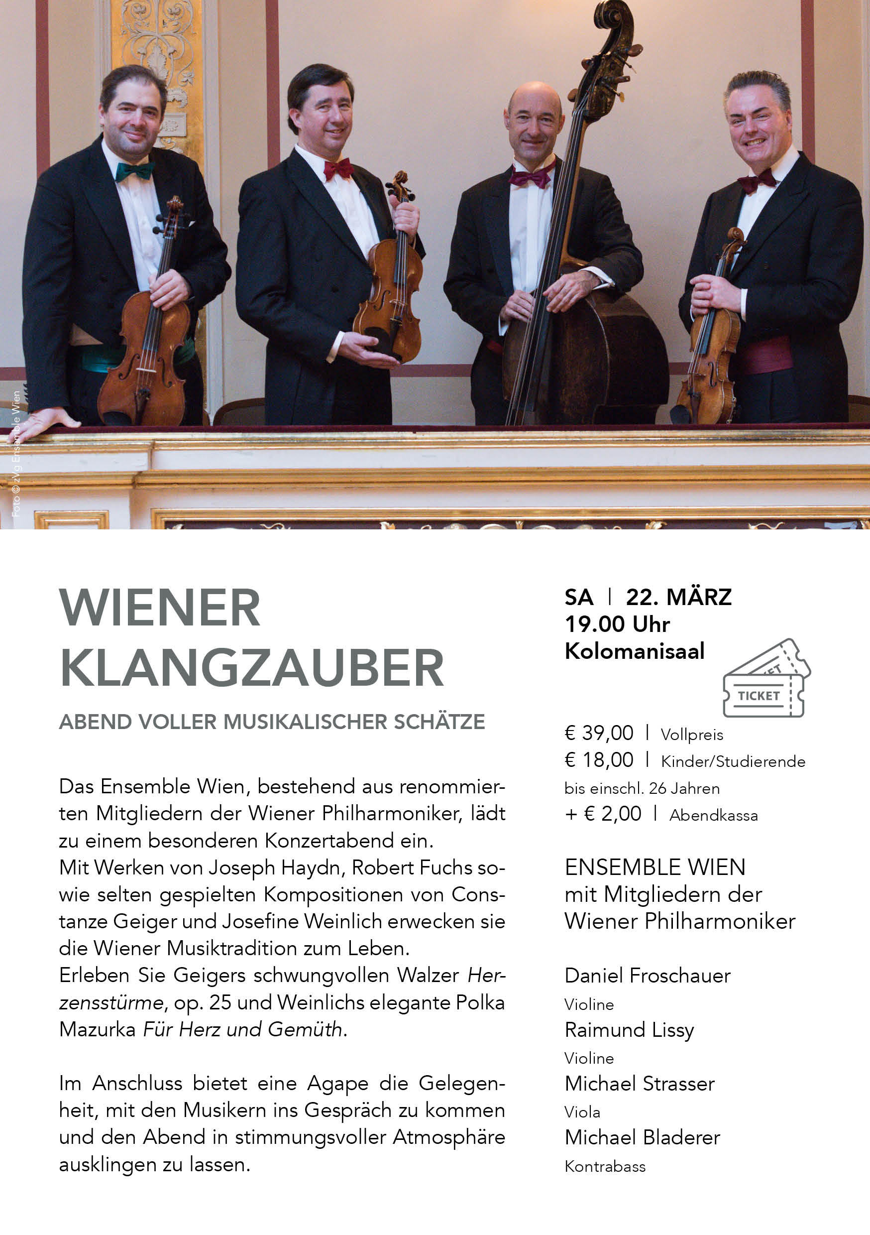 Konzert Ensemble Wien | Wiener Klangzauber – Ein Abend voller musikalischer Schätze